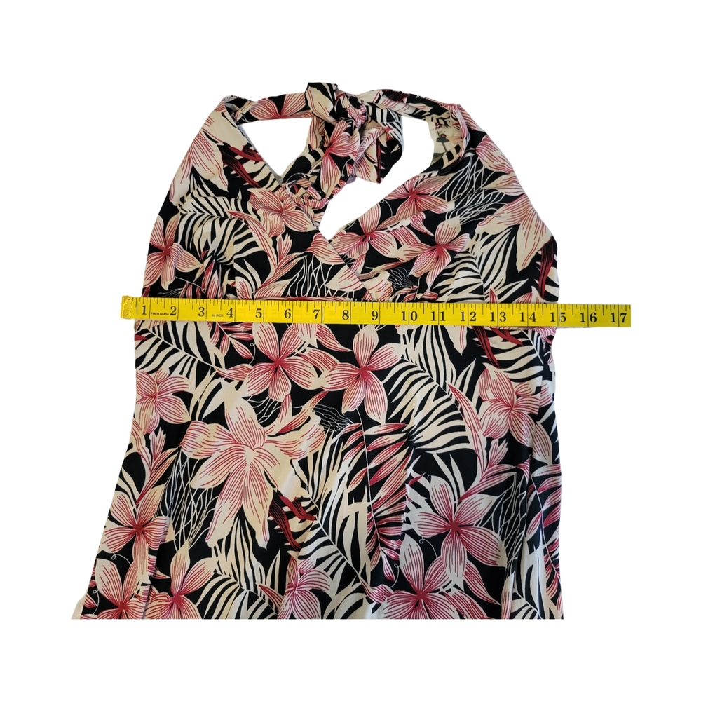 Floral Halter Maxi Dress - Pink and Black - Picture 5 of 7